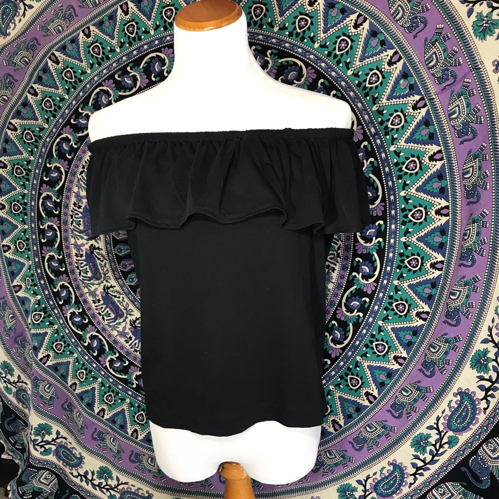 🌺 J. Crew Off The Shoulder Black Short Sleeve Top